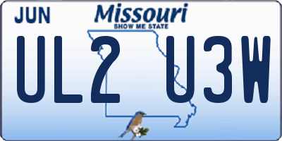 MO license plate UL2U3W