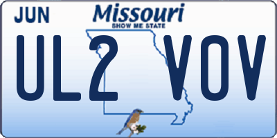MO license plate UL2V0V