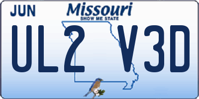 MO license plate UL2V3D