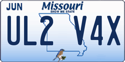 MO license plate UL2V4X