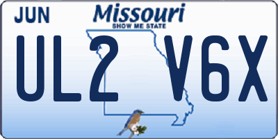 MO license plate UL2V6X