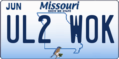 MO license plate UL2W0K