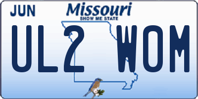 MO license plate UL2W0M