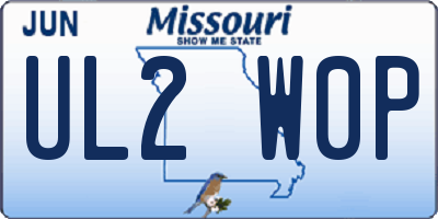 MO license plate UL2W0P