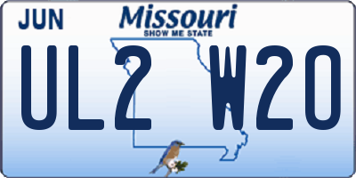 MO license plate UL2W2O