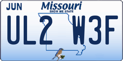 MO license plate UL2W3F