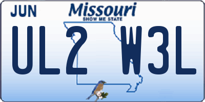 MO license plate UL2W3L