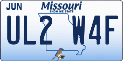 MO license plate UL2W4F