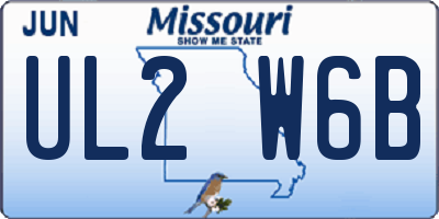 MO license plate UL2W6B