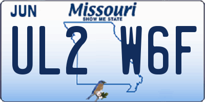 MO license plate UL2W6F