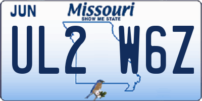 MO license plate UL2W6Z