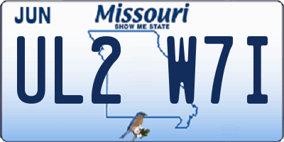 MO license plate UL2W7I