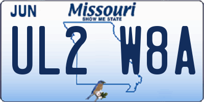 MO license plate UL2W8A