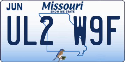 MO license plate UL2W9F