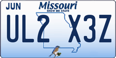 MO license plate UL2X3Z
