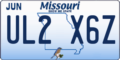 MO license plate UL2X6Z