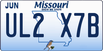 MO license plate UL2X7B
