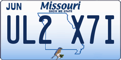 MO license plate UL2X7I