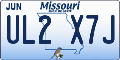 MO license plate UL2X7J
