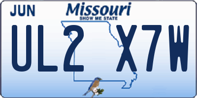 MO license plate UL2X7W