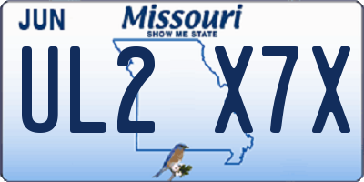 MO license plate UL2X7X
