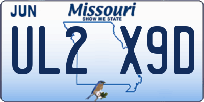 MO license plate UL2X9D