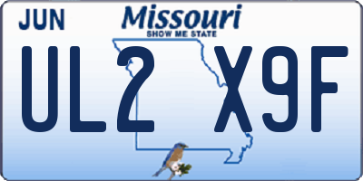 MO license plate UL2X9F