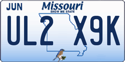 MO license plate UL2X9K