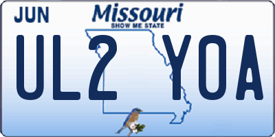 MO license plate UL2Y0A