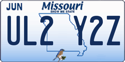 MO license plate UL2Y2Z