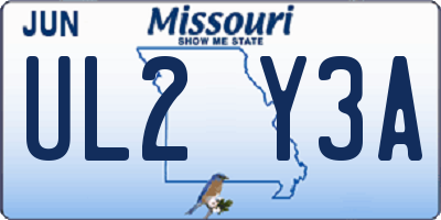 MO license plate UL2Y3A