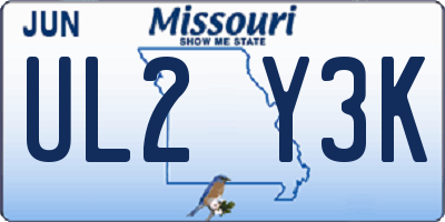 MO license plate UL2Y3K