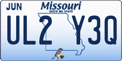 MO license plate UL2Y3Q
