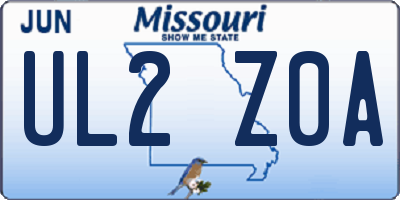 MO license plate UL2Z0A