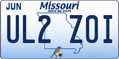 MO license plate UL2Z0I