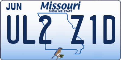 MO license plate UL2Z1D