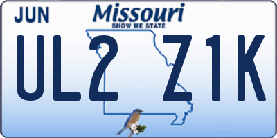 MO license plate UL2Z1K