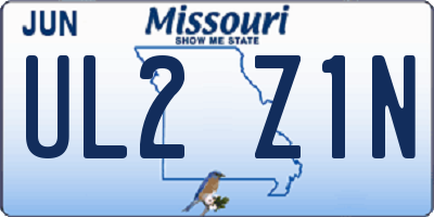 MO license plate UL2Z1N