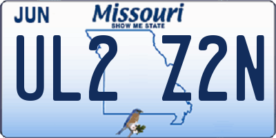 MO license plate UL2Z2N