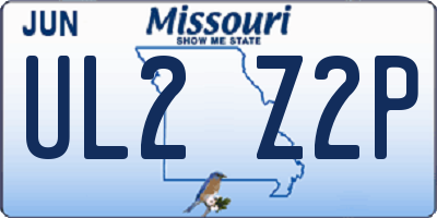 MO license plate UL2Z2P