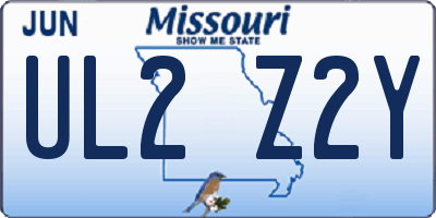 MO license plate UL2Z2Y