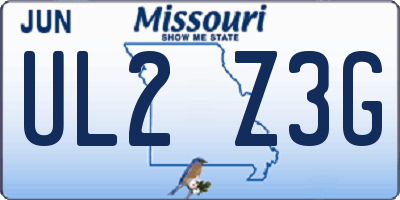 MO license plate UL2Z3G