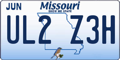 MO license plate UL2Z3H
