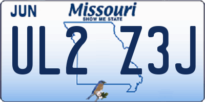 MO license plate UL2Z3J