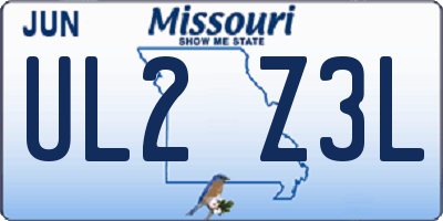 MO license plate UL2Z3L