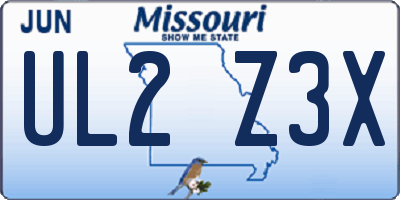 MO license plate UL2Z3X