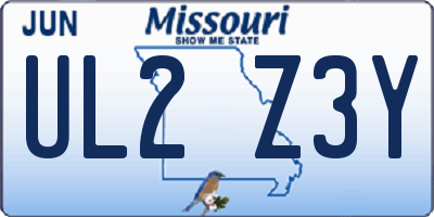 MO license plate UL2Z3Y