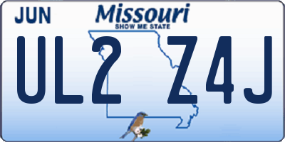 MO license plate UL2Z4J