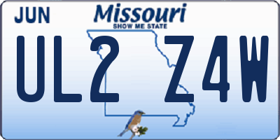 MO license plate UL2Z4W