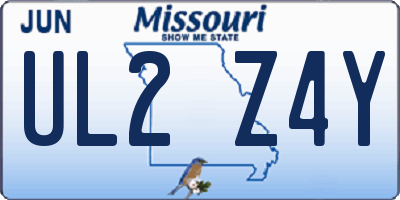 MO license plate UL2Z4Y